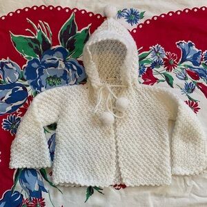 Vintage hand knit hooded baby sweater